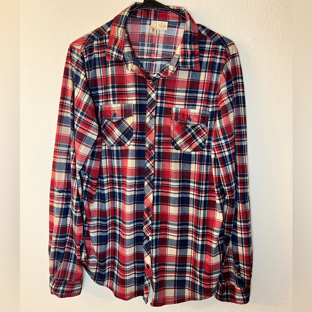 Bella D Womens Buttom Down Long Sleeve Shirt Size XL,100% polyester